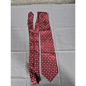 Prestigio Tie Mens Red Silk Geometric Pin Up Girl Print Made In Italy Necktie